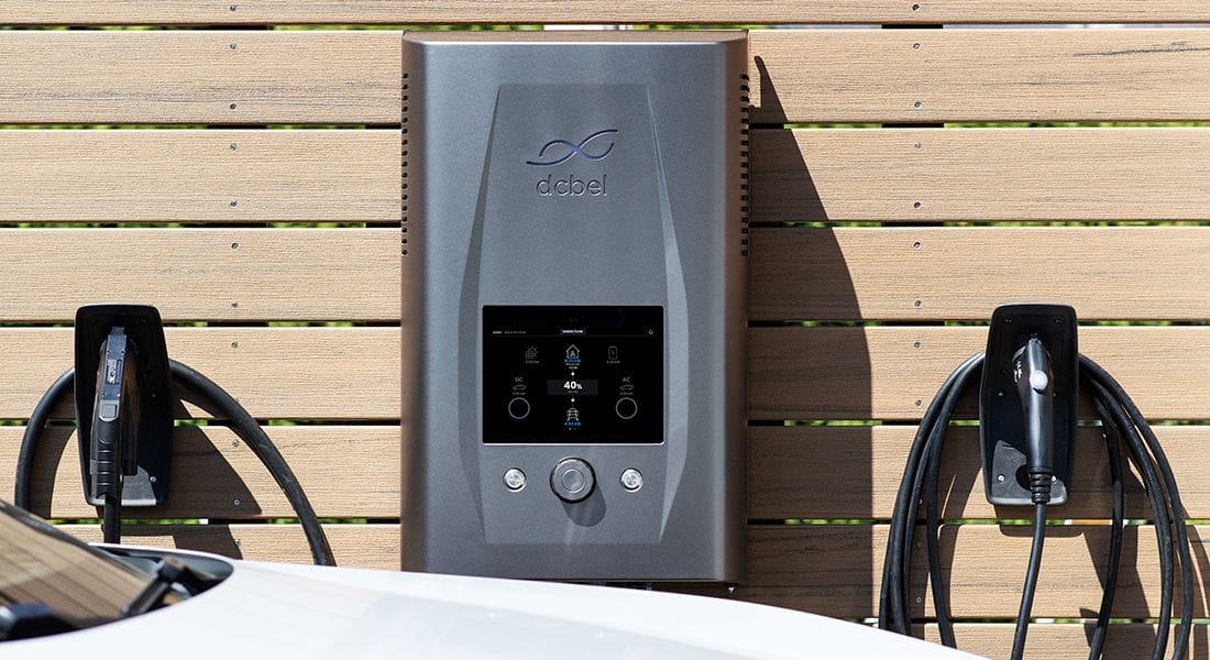 dcbel Ara Home Energy Station installed on a wall