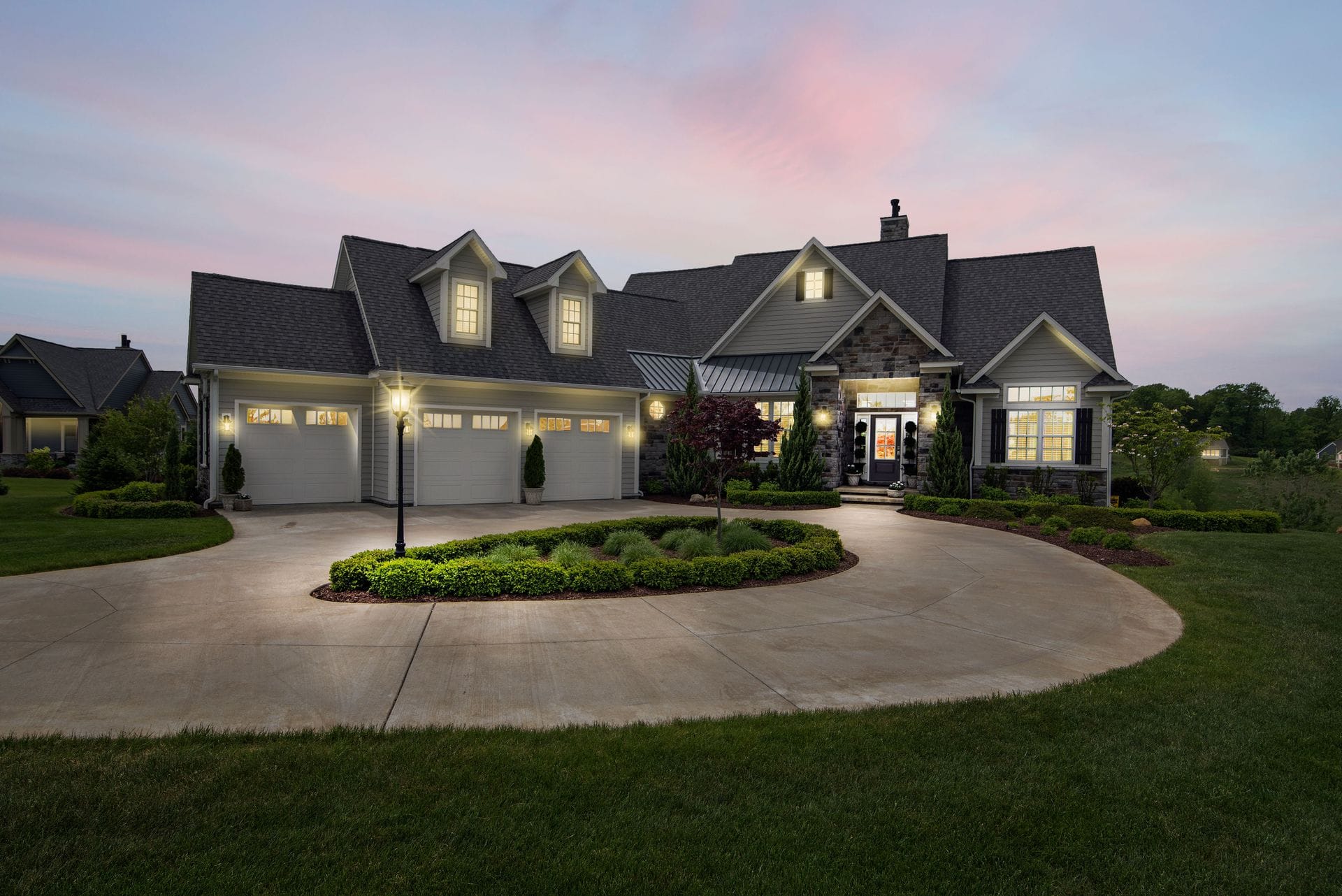 house-with-garage-sunset